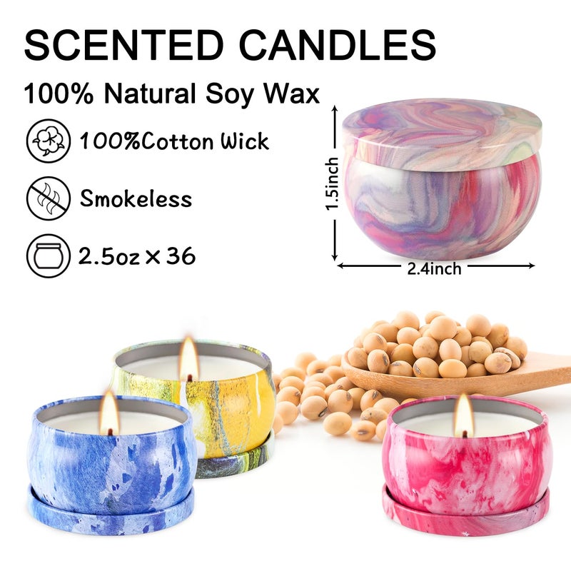 WPONSZU Scented Candles Gifts Set 24 Pack Soy Wax Travel Tin Jar Candles for Home 2.5 OZ jar Candles for Mom for Christmas  Birthday  Thanksgiving  Mother's Day - Image 4